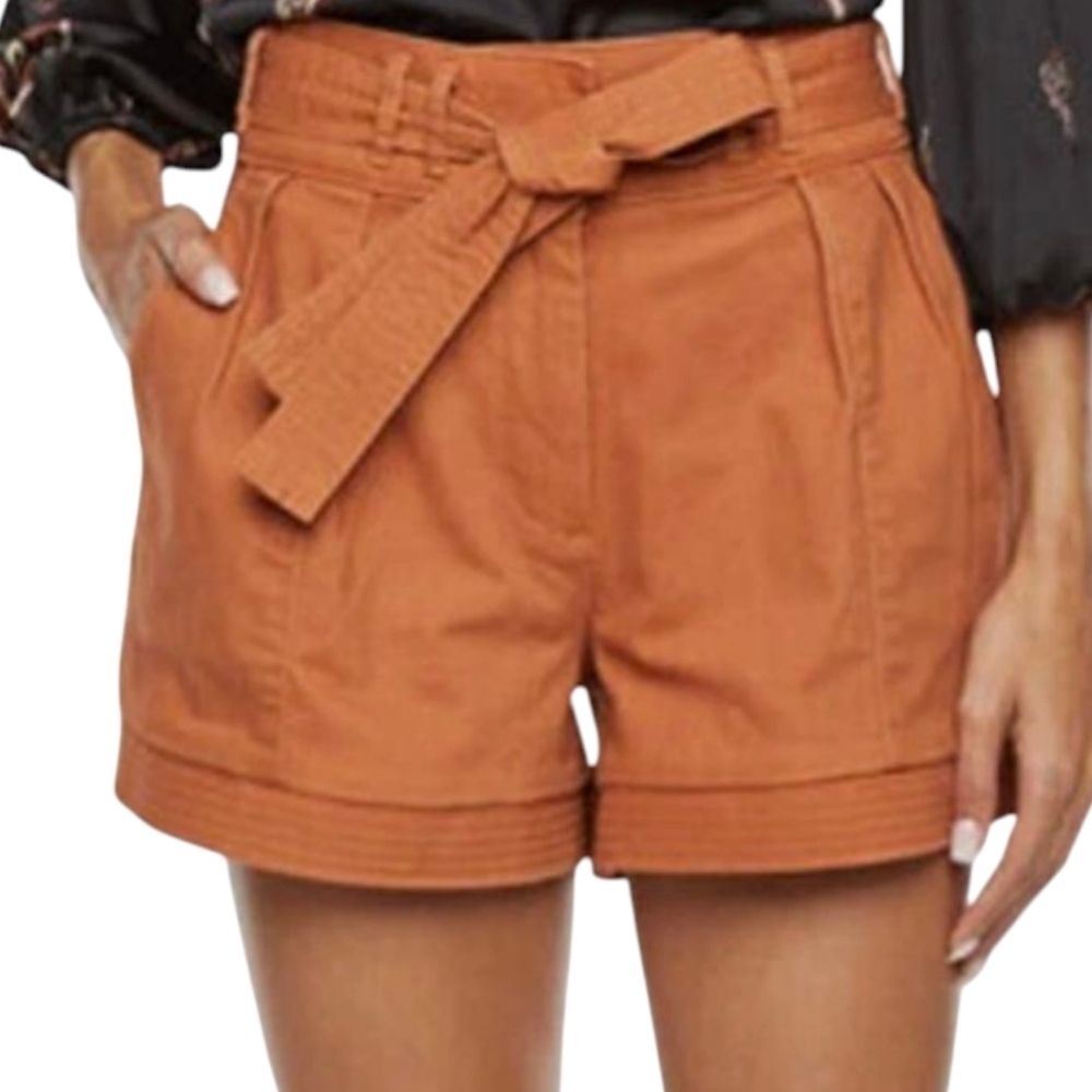 Ryegrass Women's Denim Sierra Brown Pleated Belted Short
